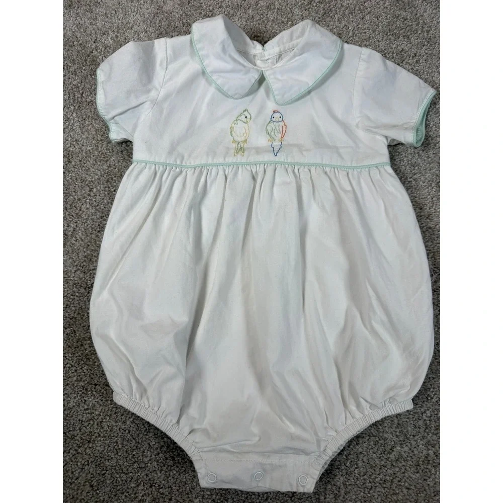 Dondolo Embroidered Parrot Bird 24 Month Bubble Unisex Outfit Boutique